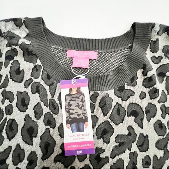 Isaac Mizrahi Lounge Grey Leopard Sweater XXL NWT - Picture 10 of 14